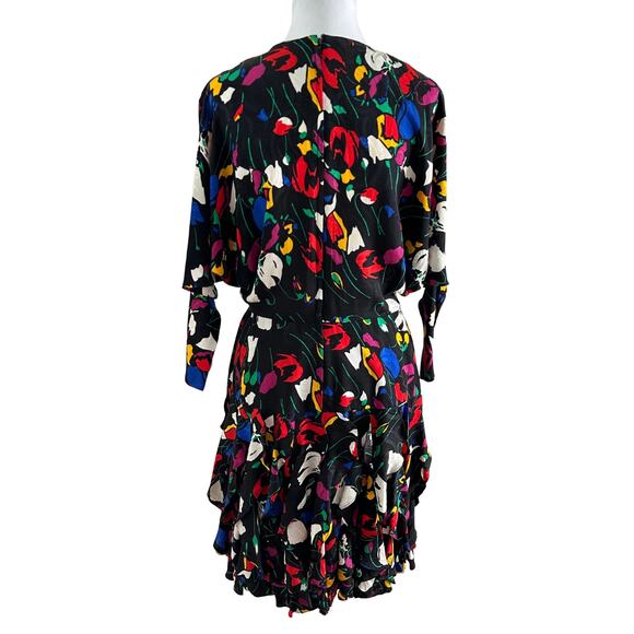 St. Gillian 100% Silk Vintage Ruffle Abstract Flowers I 12 - Picture 2 of 7